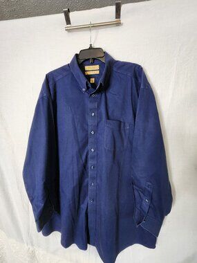 Roundtree&Yorke Gold Label Non‑Iron Peached Twill Dress Shirt 18/34 100% Cotton